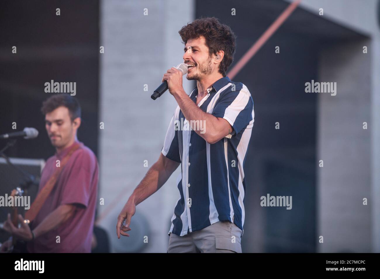 Miki Núñez performing at Anella Olímpica, Barcelona 8 July. 2020. Photographer: Ale Espaliat Stock Photo