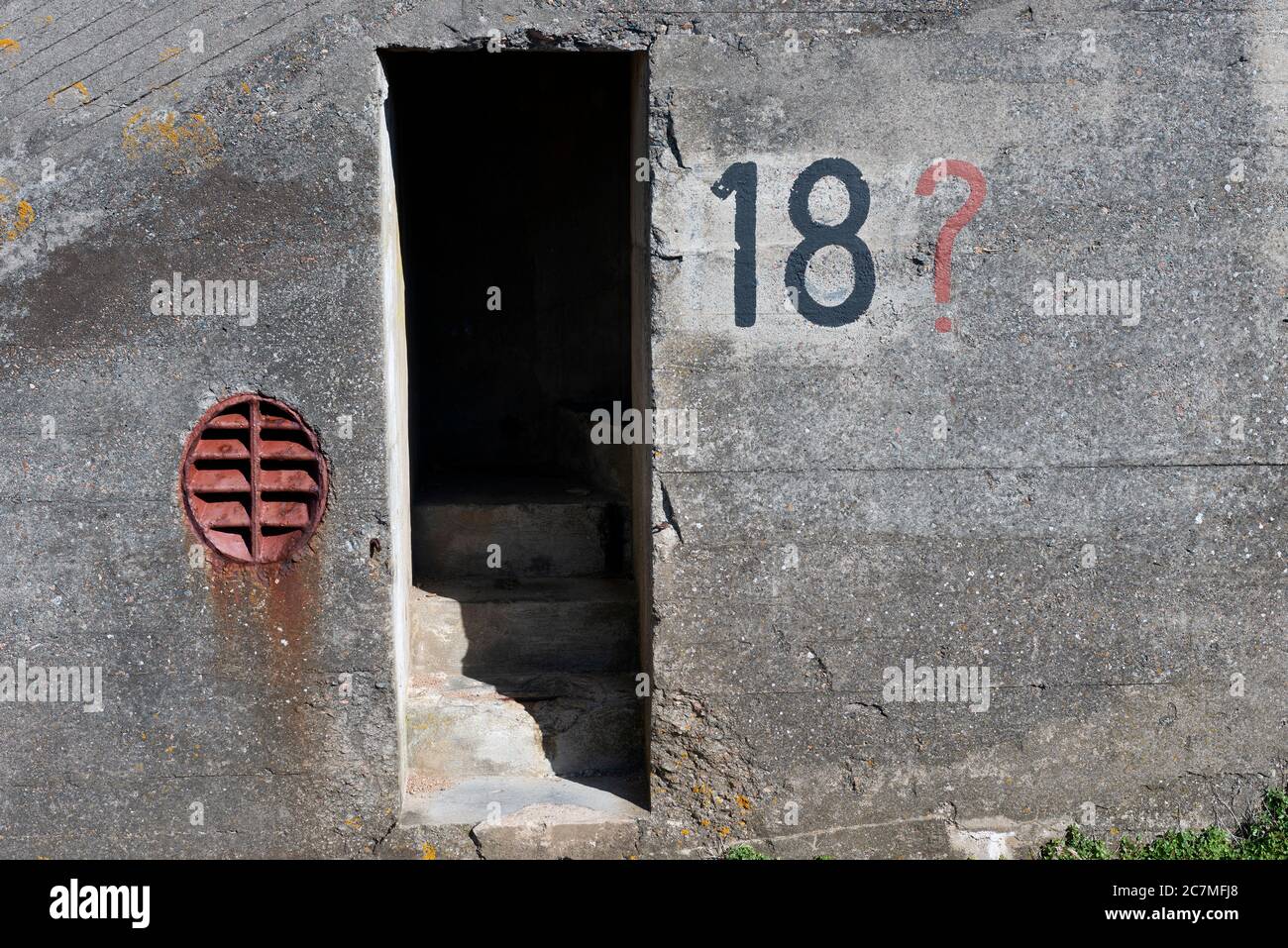 World war two German bunker entrance at Corbiere, Jersey Stock Photo
