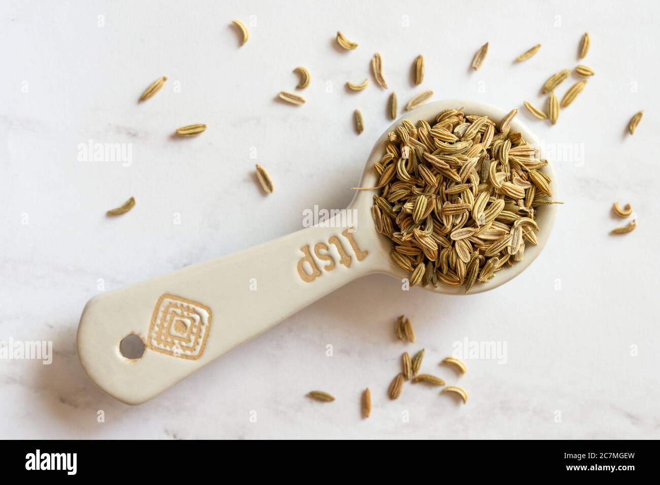Fennel Seeds Spilled from a Teaspoon Stock Photo Alamy