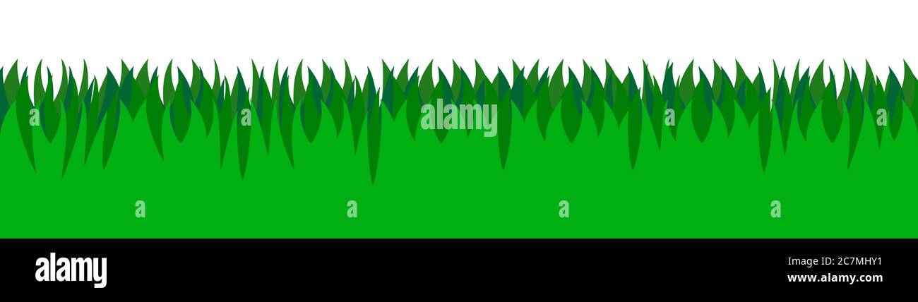 Green realistic vector grass meadow isolated on white background Stock Vector