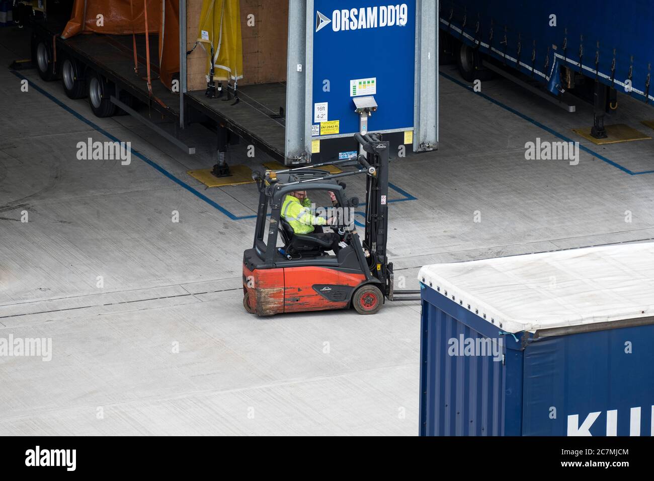 Driver on a fork lift truck Stock Photo Alamy