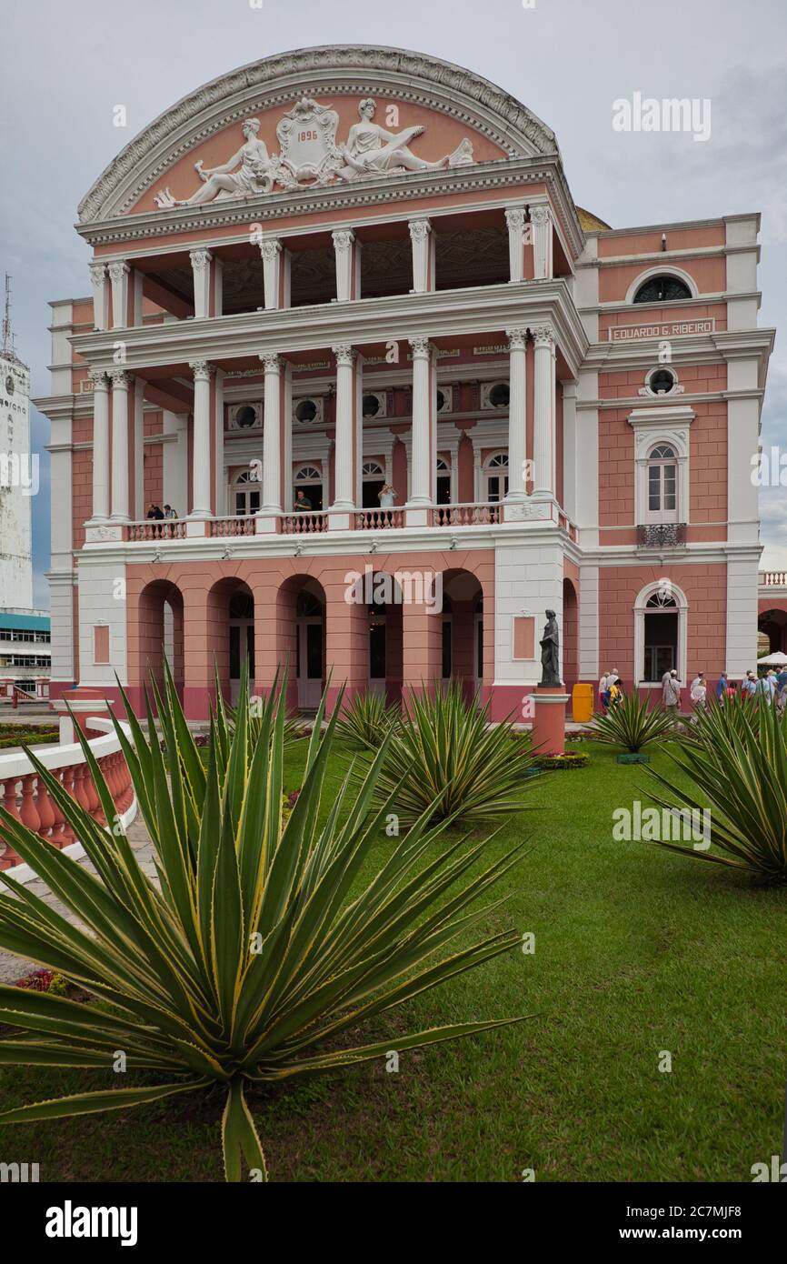 The exterior of the famous Opera House in Manaus, Amazonas State, Brazil Stock Photo