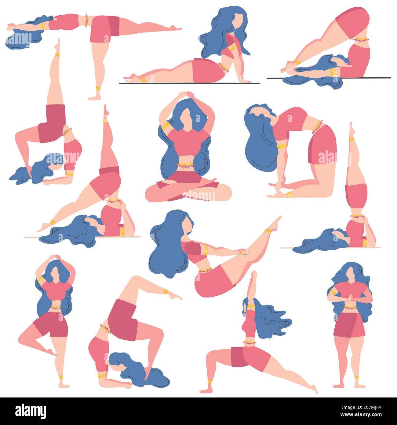 A Set Of Yoga Postures Female Figures For Infographic 8 Yoga Poses For  Exercise Before Sleep In Flat Design Woman Figures Exercise In Blue  Sportswear And Black Yoga Pant Vector Stock Illustration 