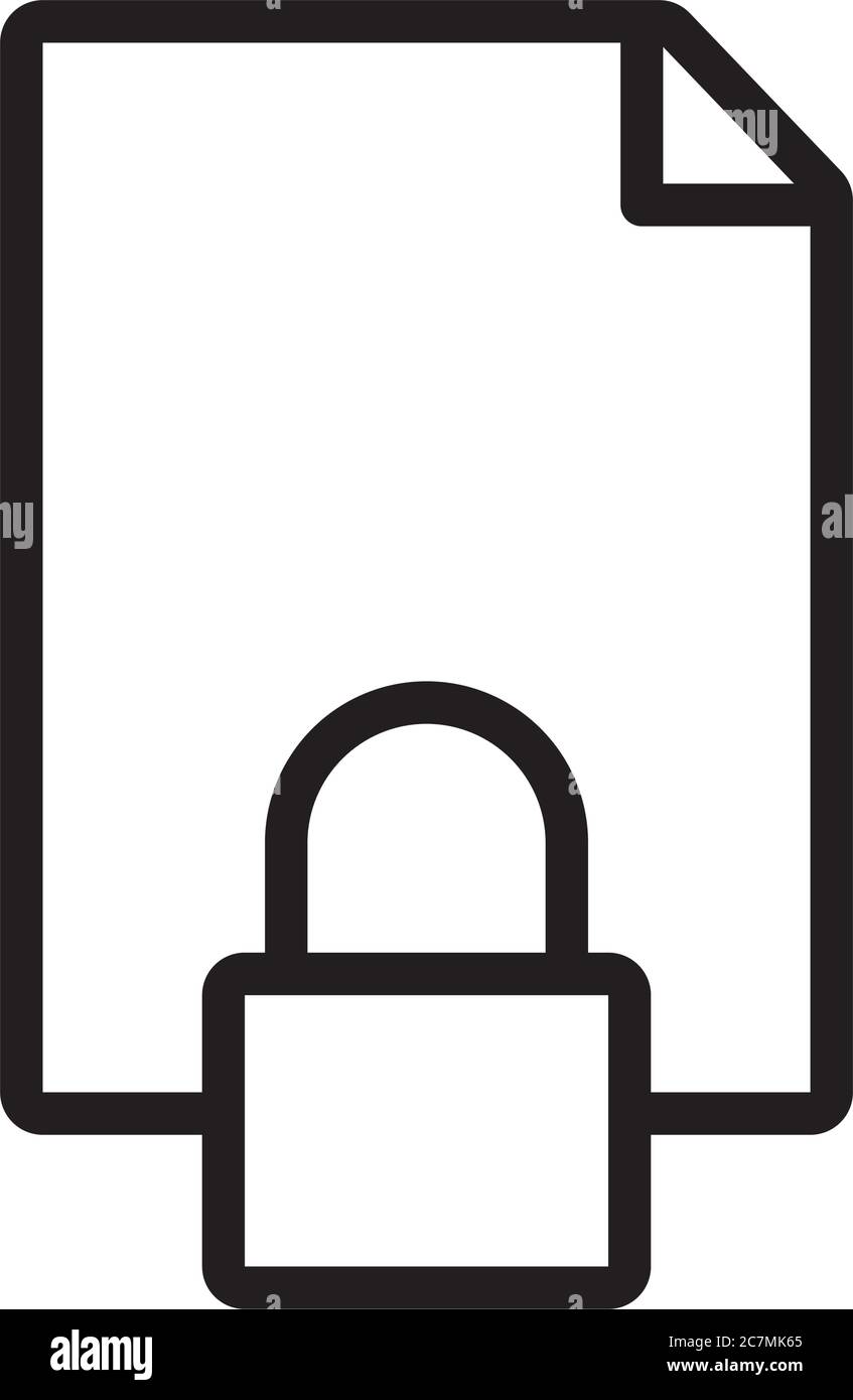 safe padlock with document data security line style vector illustration ...