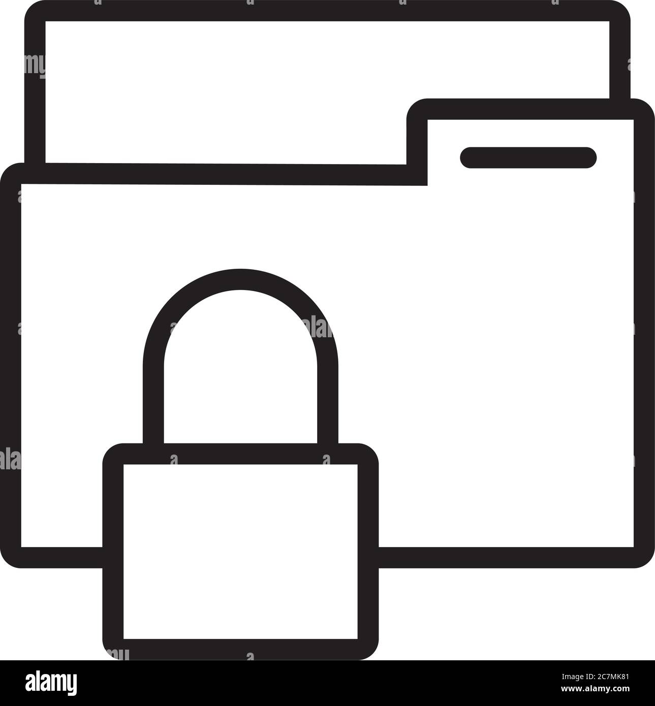 safe padlock with folder data security line style vector illustration ...