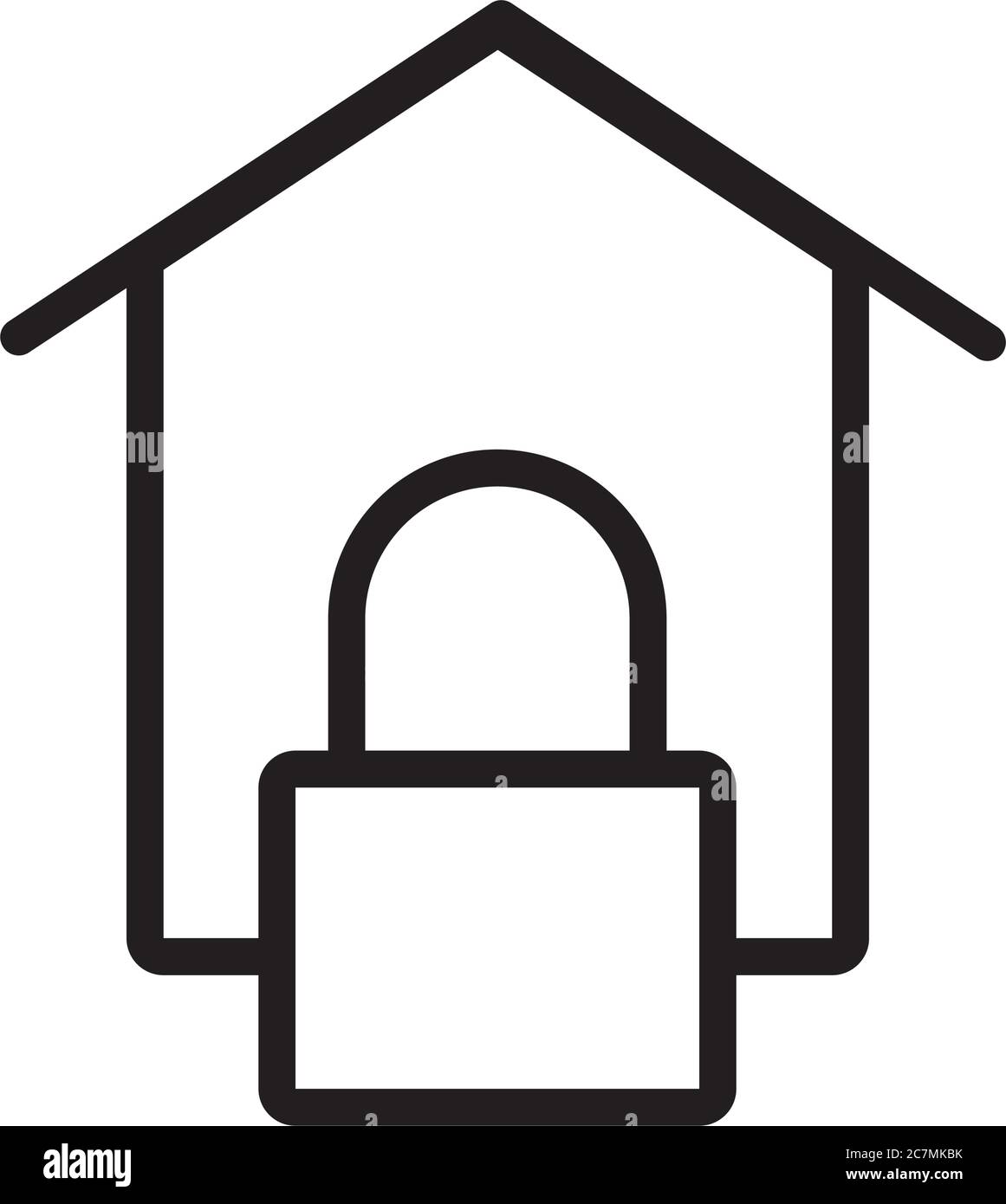 safe padlock with house data security line style vector illustration ...