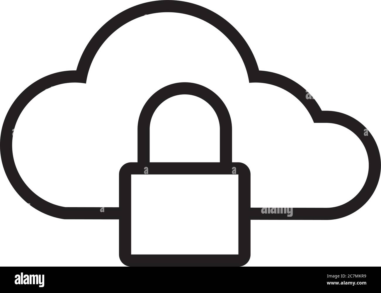cloud computing with padlock line style icon vector illustration design ...