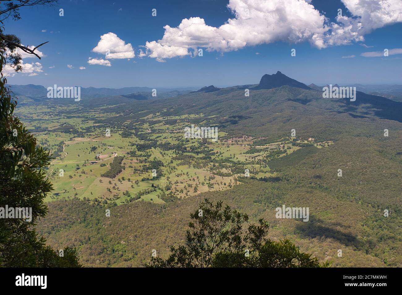 Typical farming and bush country in the Border Ranges in the mid east of New South Wales, Australia Stock Photo