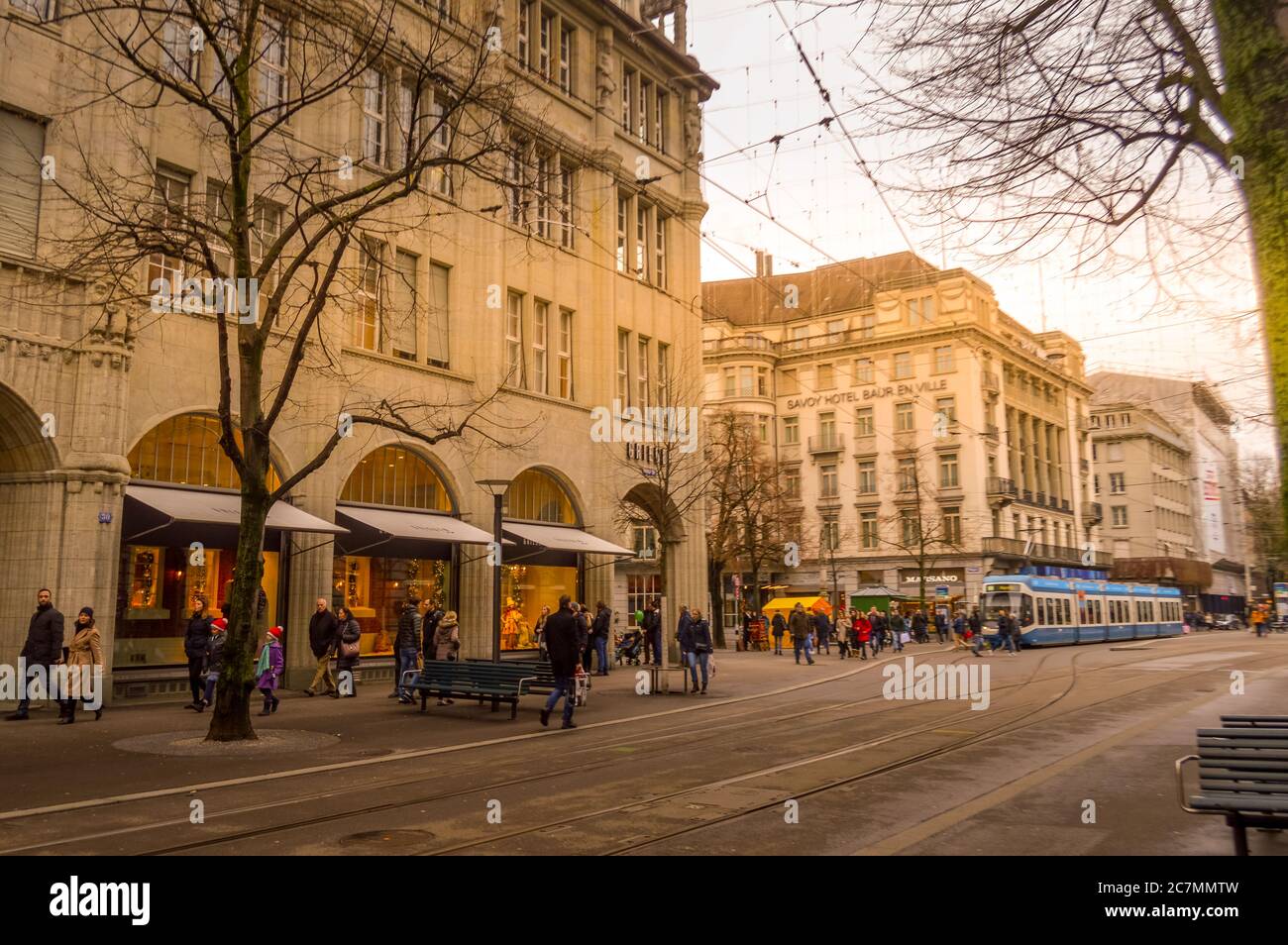 Bahnhofstrasse Shopping Street Near Old Train Station Zurich Switzerland Stock Photo Alamy