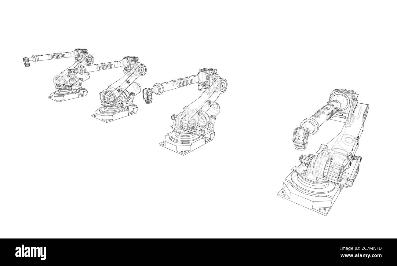 A industral robots manipulators Stock Photo