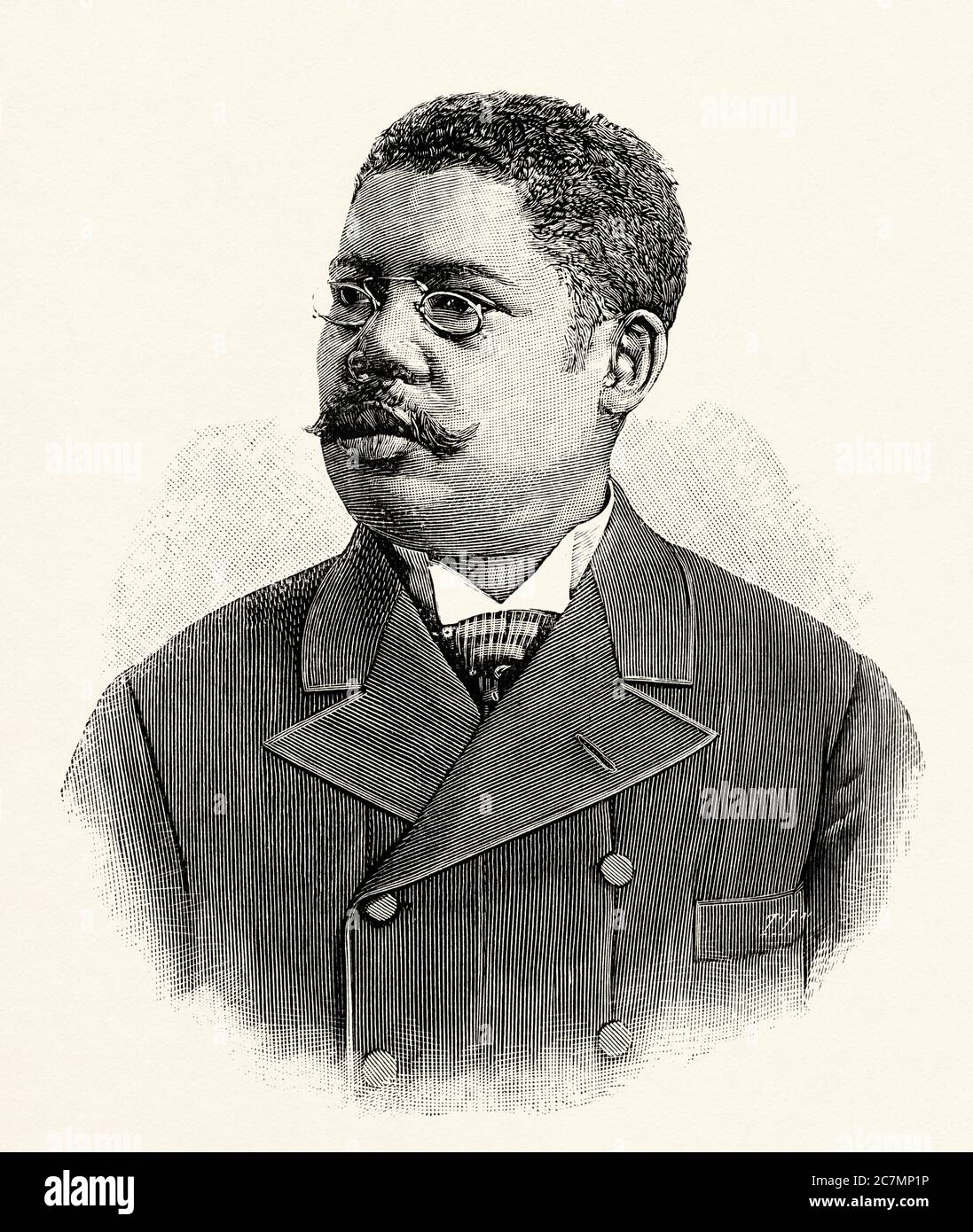 Revolutionary chiefs in Cuba. Juan Gualberto Gómez Ferrer (1854 -1933) was a patriotic politician, journalist, and leader of African-American Cubans, who excelled in the fight for Cuban independence and during the republican period between 1901 and 1933. Cuba. From La Ilustracion Española y Americana 1895 Stock Photo