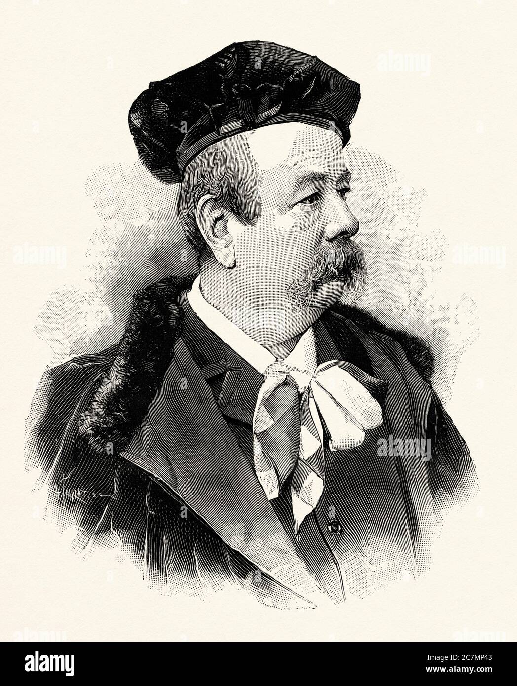 Charles Frederick Worth (Bourne 1825 - Paris 1895) was a English fashion designer. He is considered the father of the modern business of fashion and haute couture. From La Ilustracion Española y Americana 1895 Stock Photo
