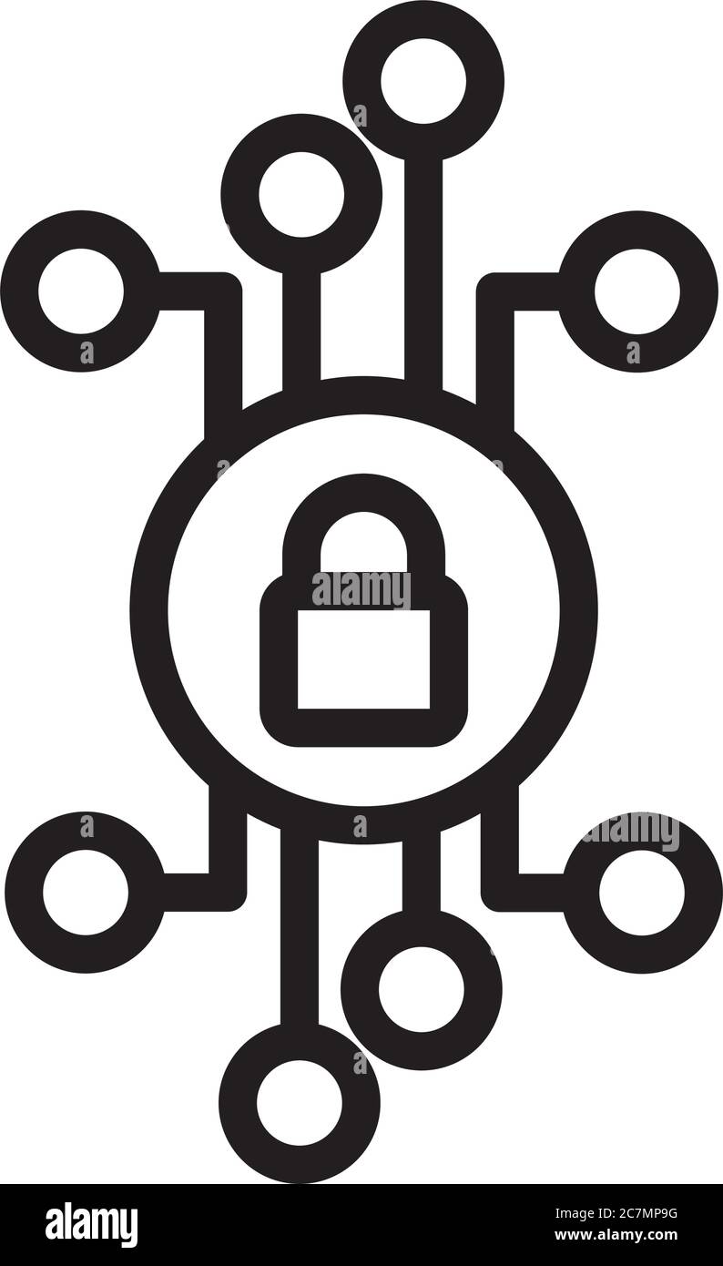 safe padlock with circuit lines data security line style vector ...