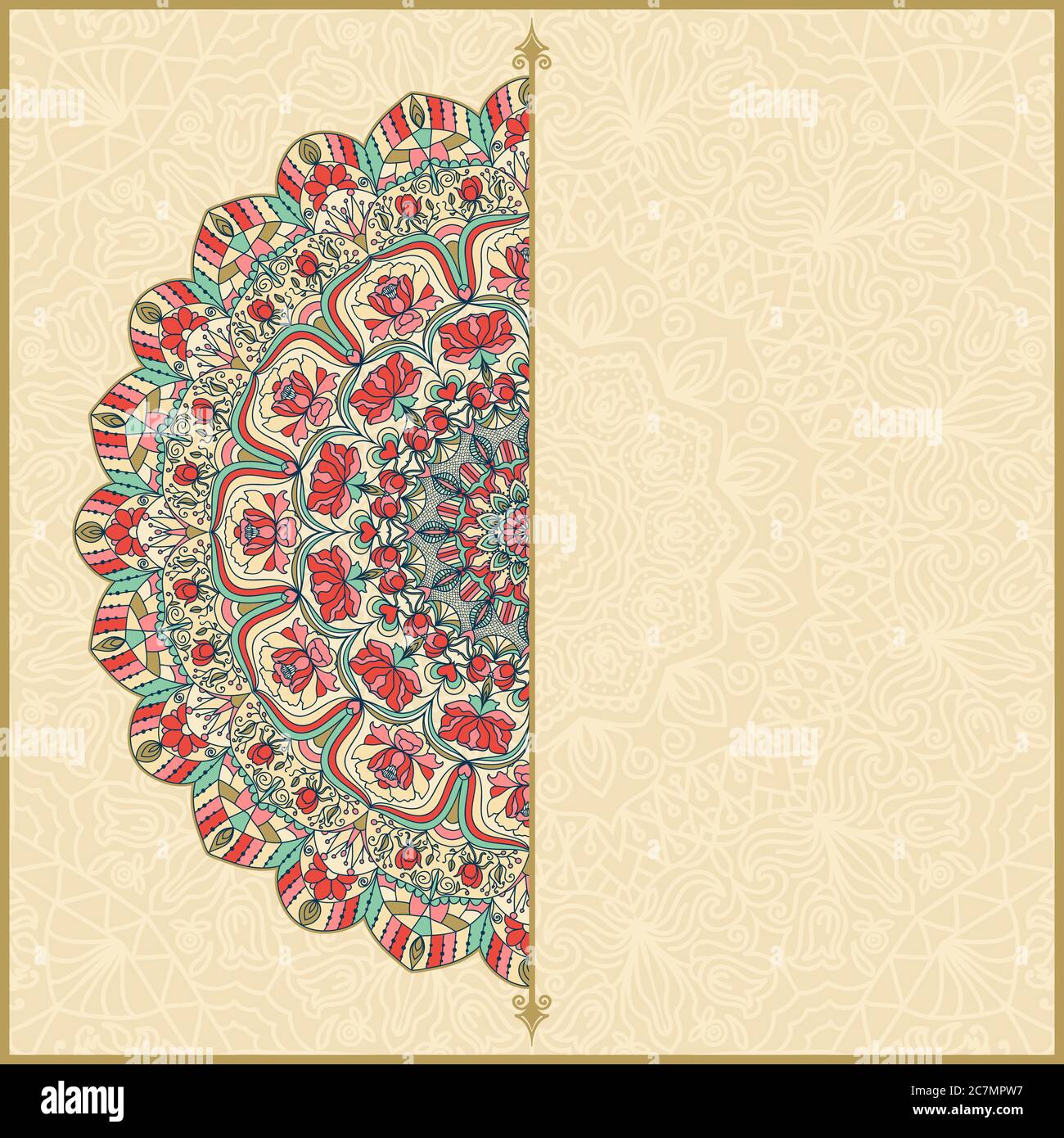 Vintage invitation or wedding card with floral pattern. Vintage border with place for text on a seamless background. Vector. Stock Vector