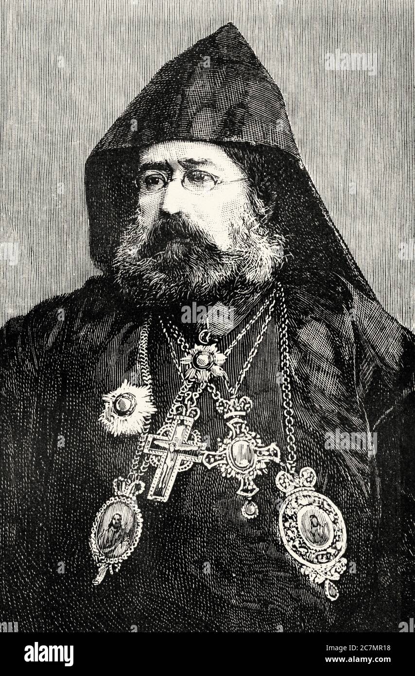 Gervon Sismanian, Armenian Archbishop of Erzurum. From La Ilustracion Española y Americana 1895 Stock Photo