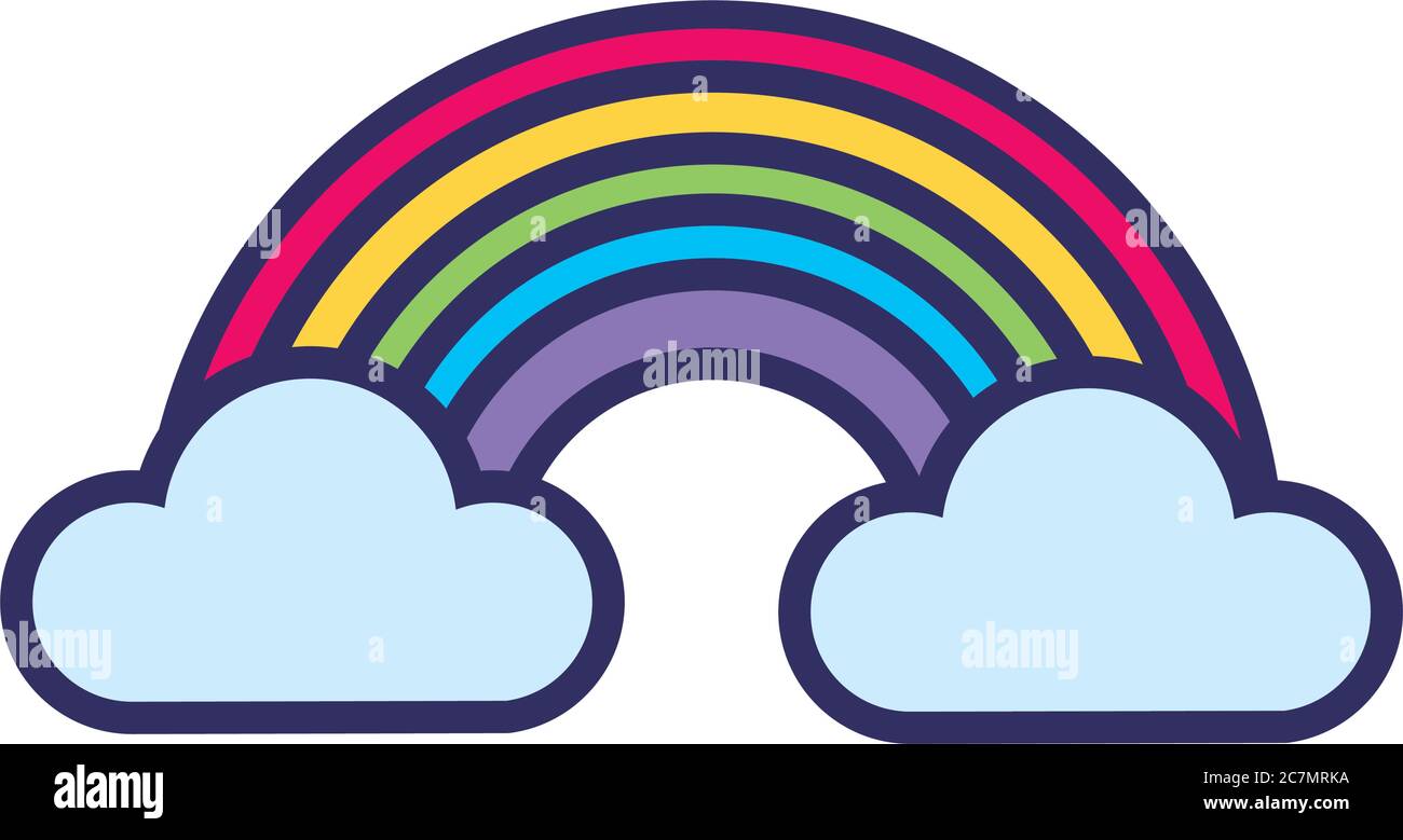 rainbow and clouds line style icon vector illustration design Stock ...