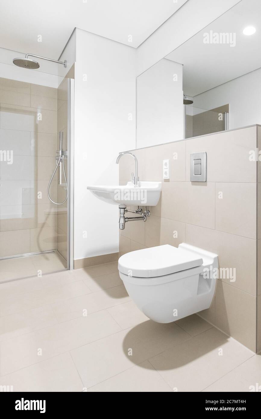 modern bathroom in new apartment flat Stock Photo - Alamy
