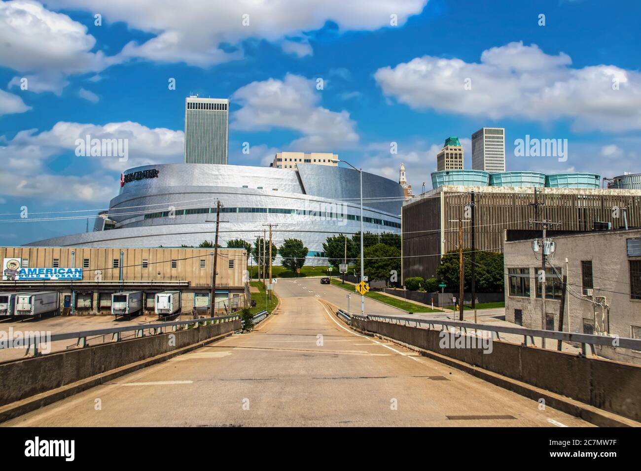 2019 05 25 Tulsa USA Downtown and the unique BOK Center from overpass