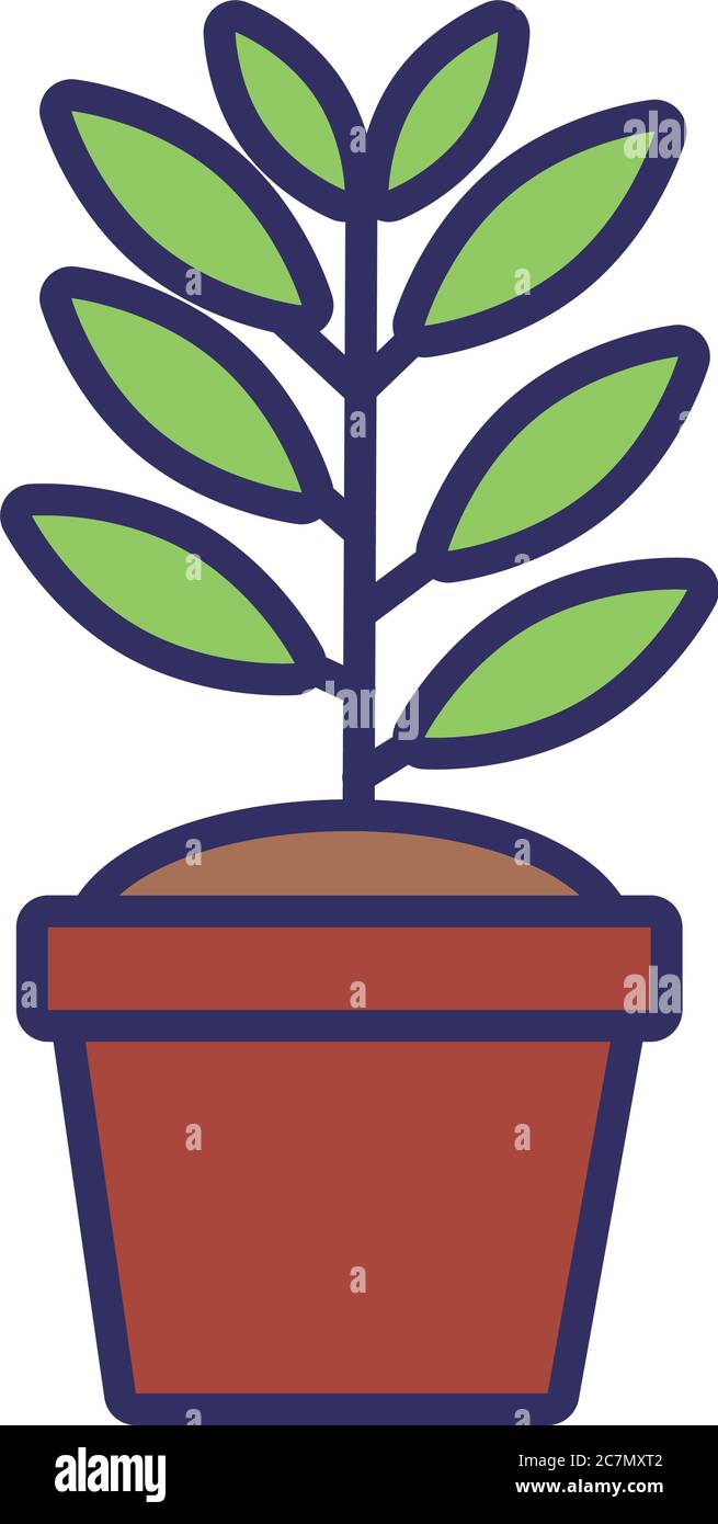 growth plant in ceramic pot line and fill style icon vector ...