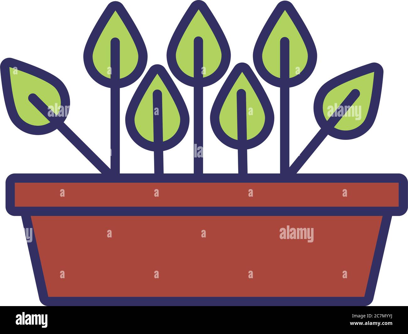 growth plant in ceramic pot line and fill style icon vector ...