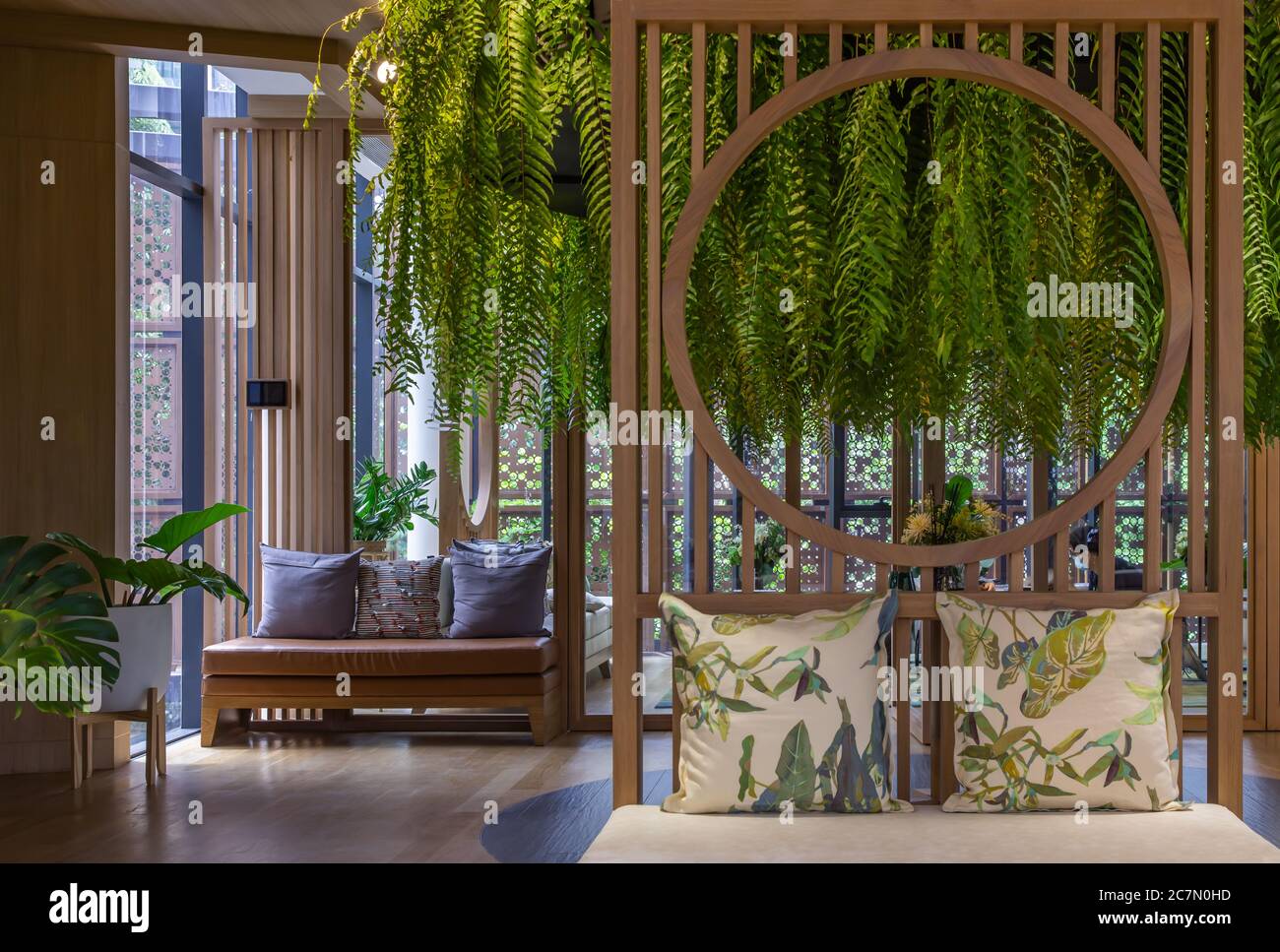 Bangkok, Thailand, Jul 04, 2020 : The living rooms with wooden ...