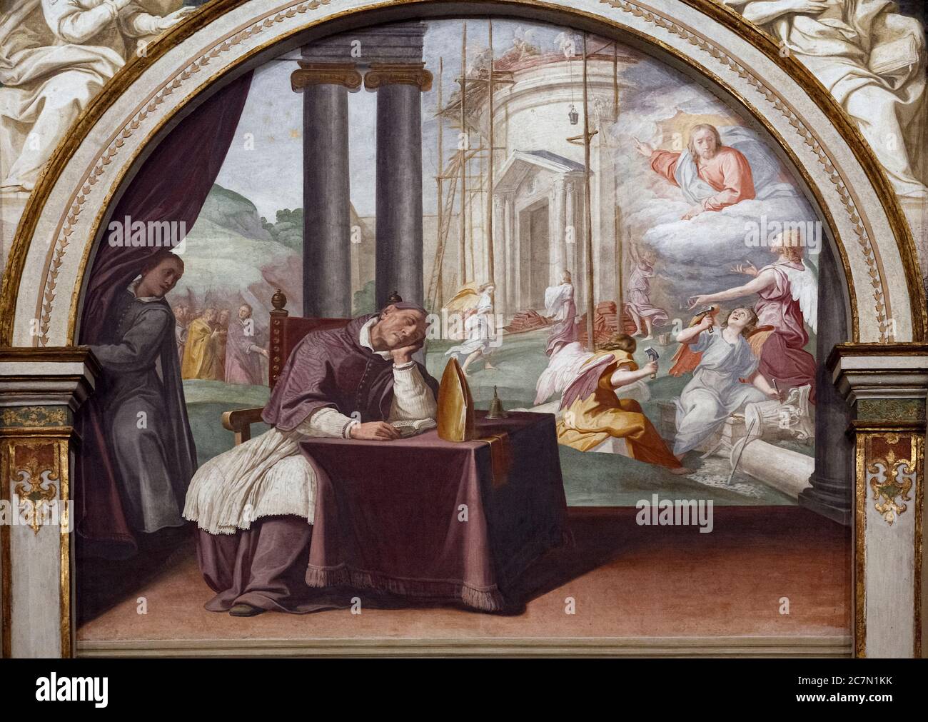 Italy Lombardy - Milan - Charterhouse of Garegnano episodes from the life of San Bruno -  Crespi  Daniele -  Vision of Bishop S. Ugo Stock Photo