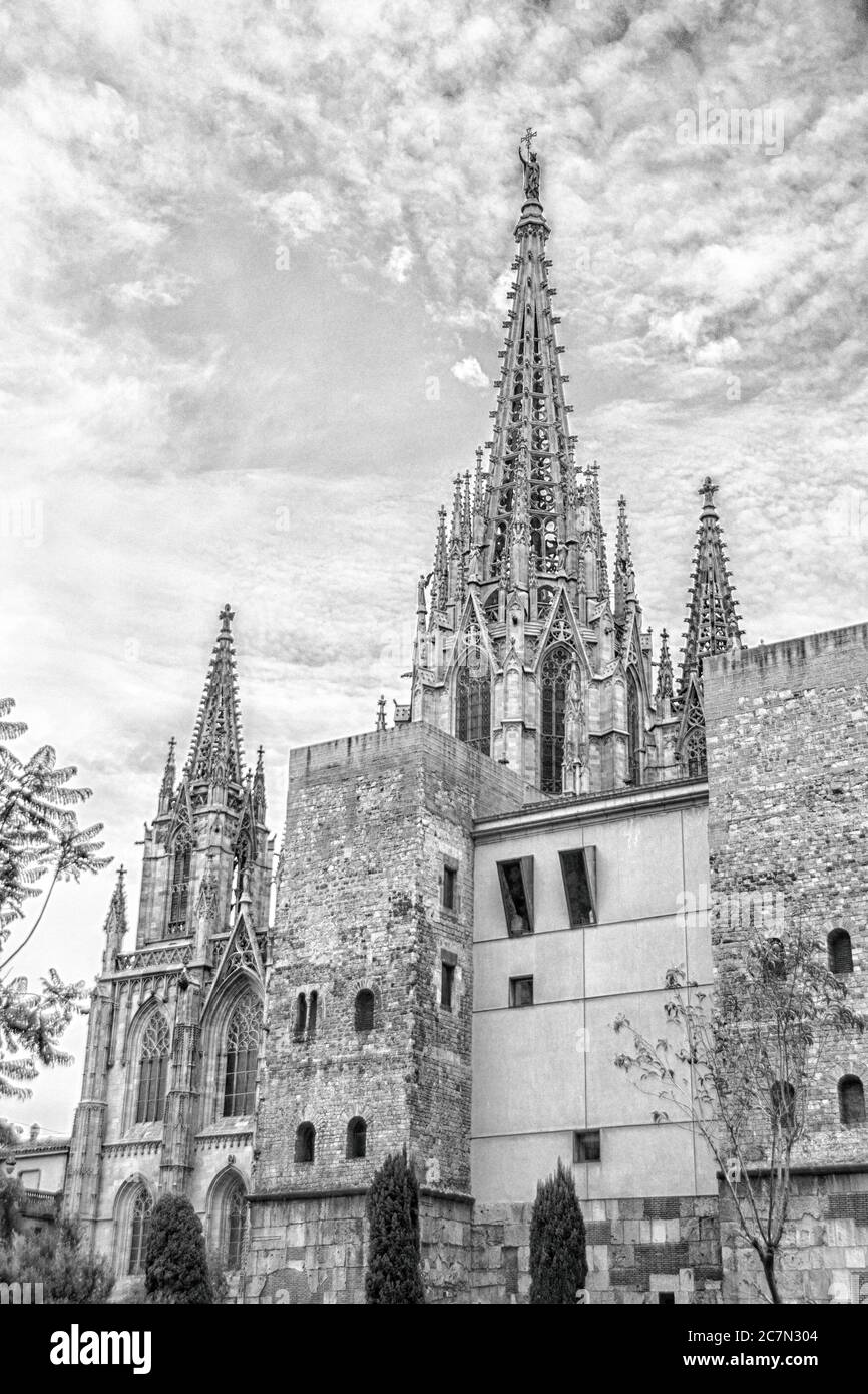The Barcelona Cathedral, one of Barcelona's most popular tourist attractions; Barcelona, Spain. Stock Photo