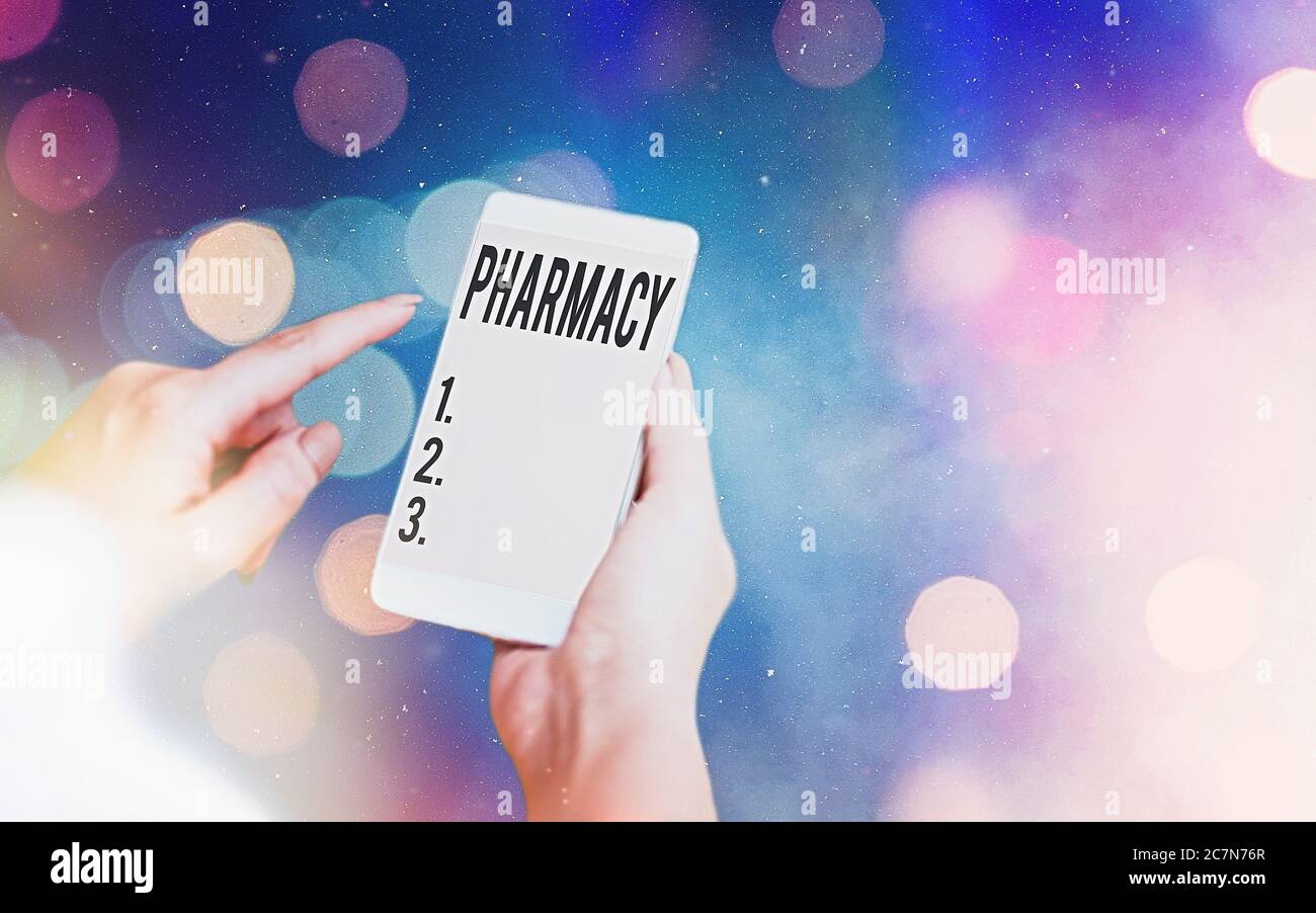 Conceptual hand writing showing Pharmacy. Concept meaning the practice