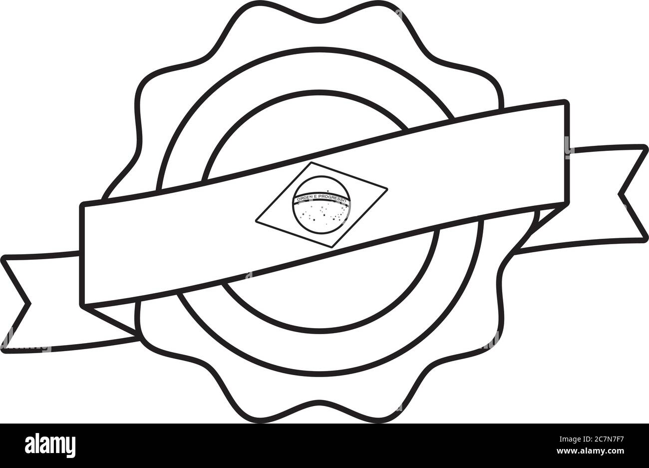 brazil flag seal stamp line style icon vector illustration design Stock Vector