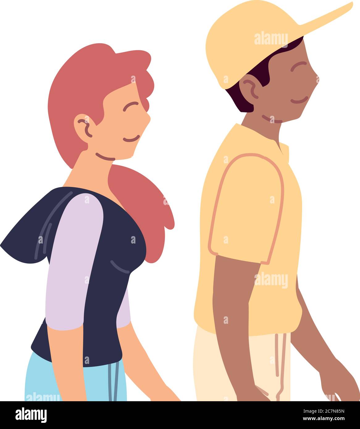 Woman and man with sportswear walking design, Stay healthy sport and ...