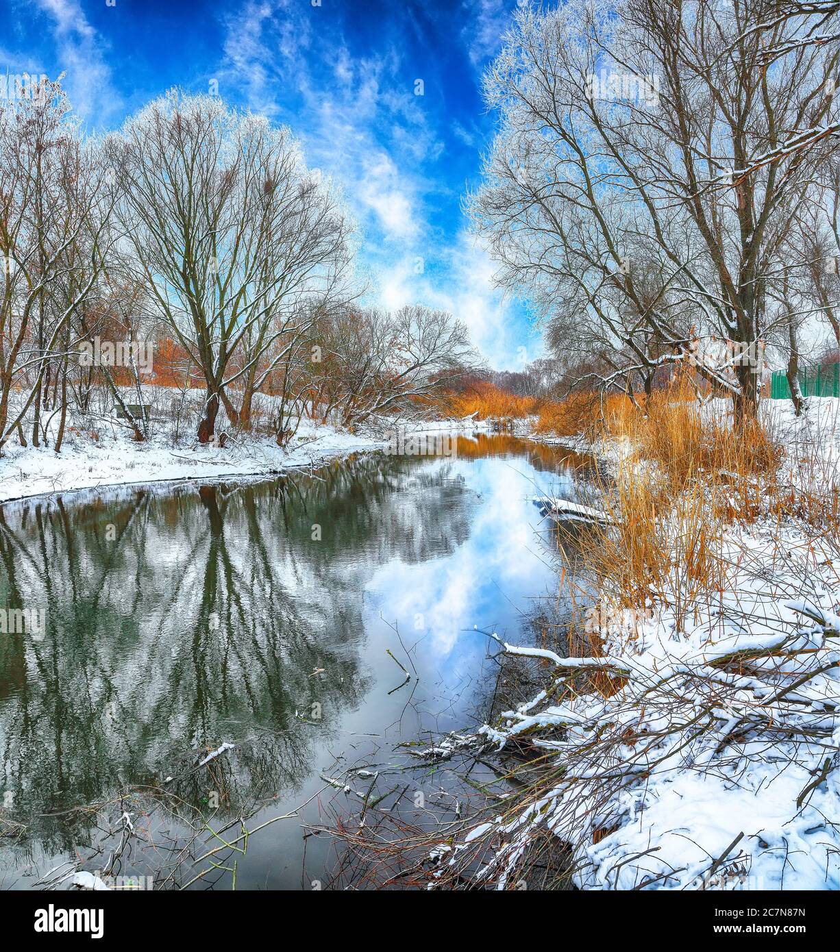 River covered ice autumn trees hi-res stock photography and images - Alamy