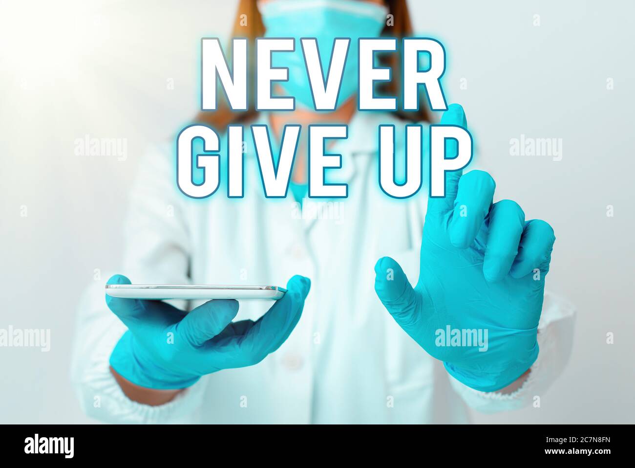 Conceptual hand writing showing Never Give Up. Concept meaning be ...
