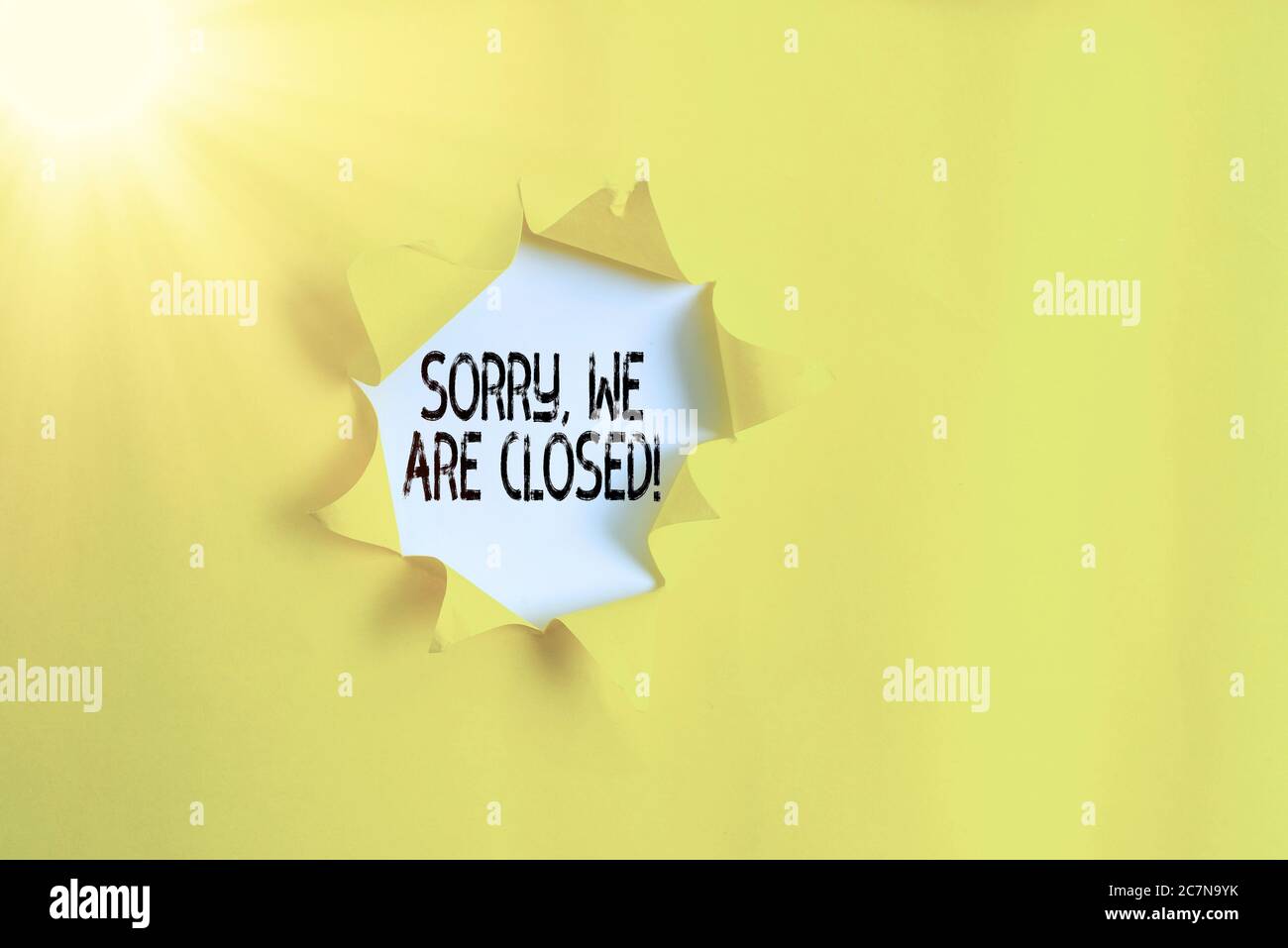Sorry Letter Ripped Up Handwriting text Sorry, We Are Closed. Conceptual photo apologize for ...