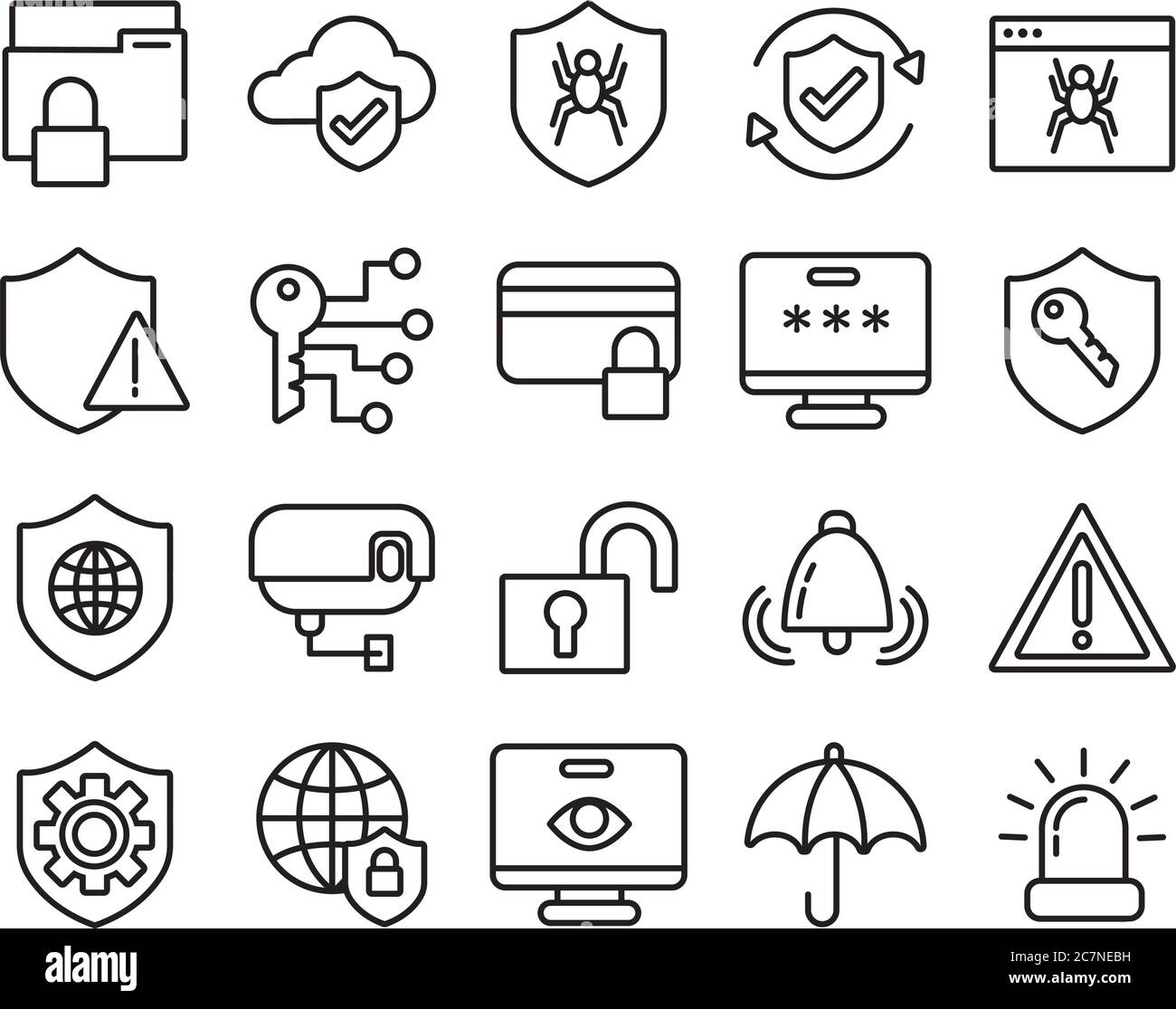bundle of data security set icons vector illustration design Stock ...