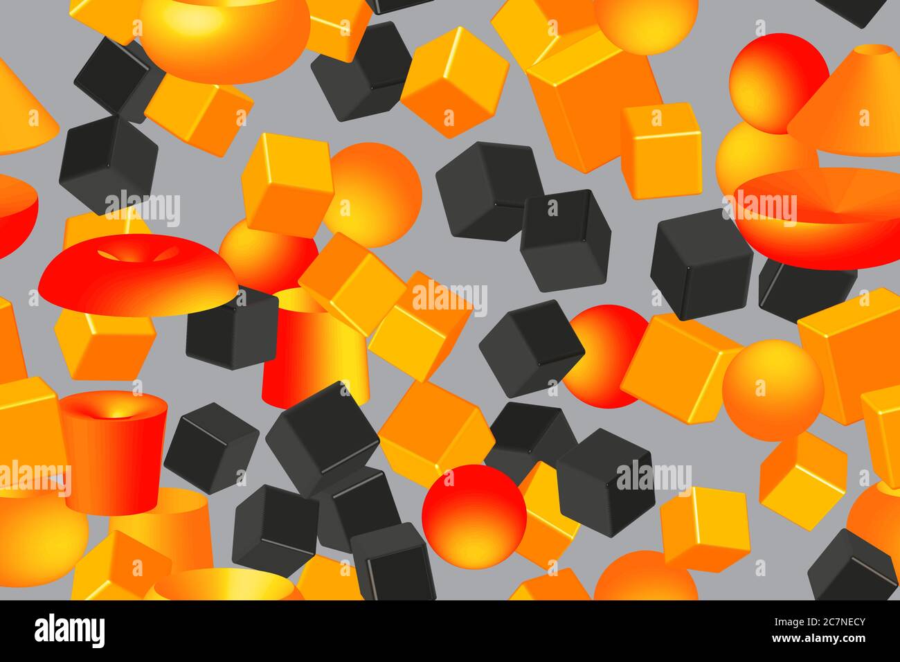 Abstract Color Volume Shapes 3D Seamless Illustration Pattern Stock Vector