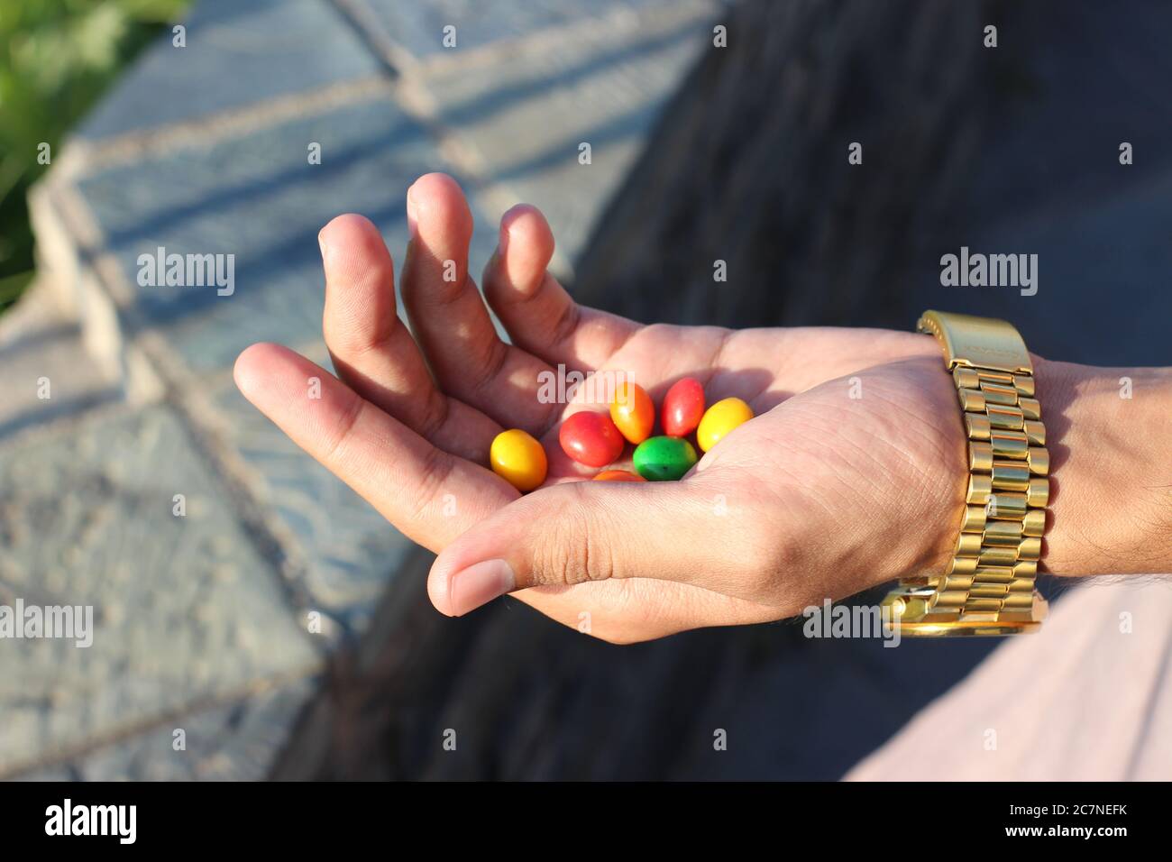 Sweet Beans in A Hand Stock Photo
