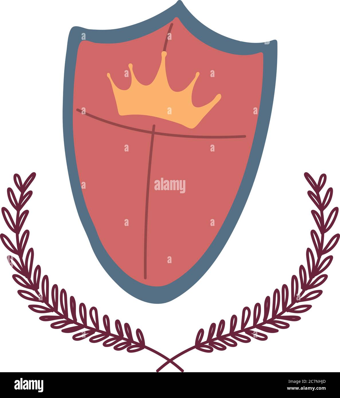 Medieval crown shield with leaves wreath design of Kingdom and ...