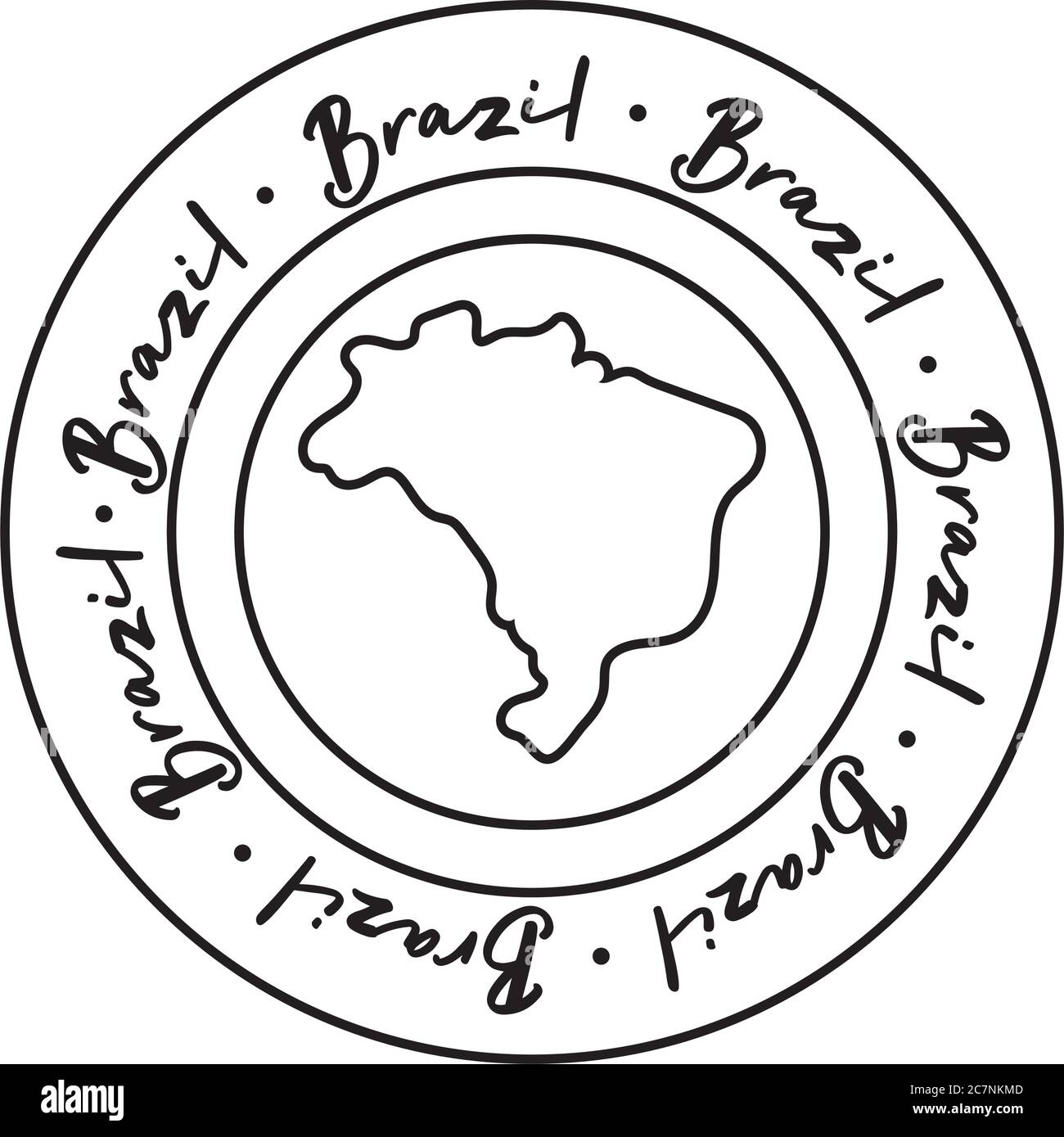 i love brazil seal stamp with map line style icon vector illustration design Stock Vector