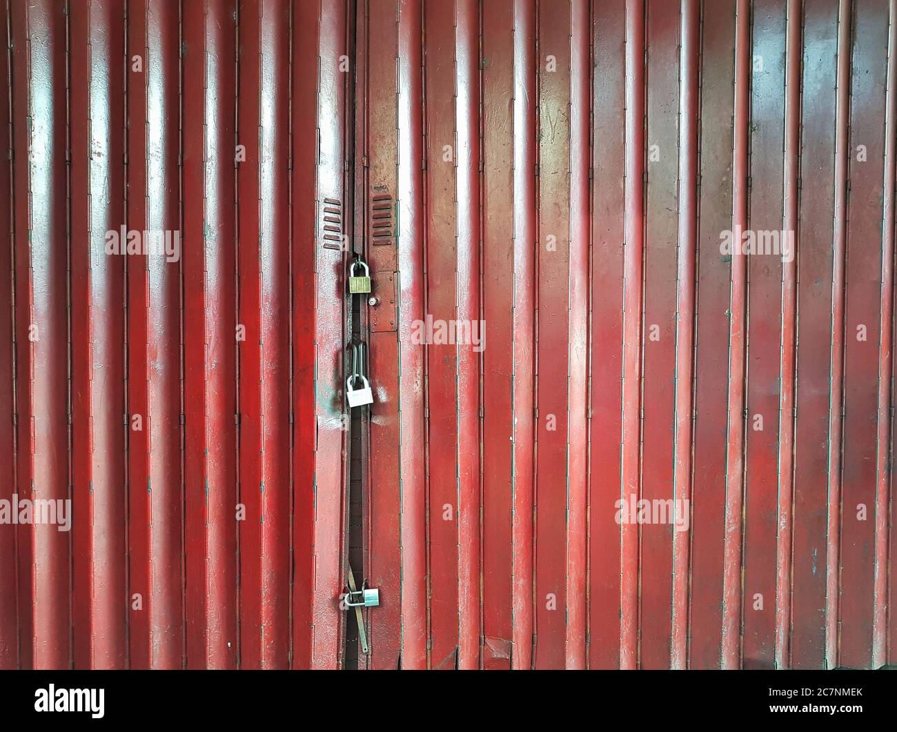 Red Corrugated Iron Side Roller Door Stock Photo Alamy
