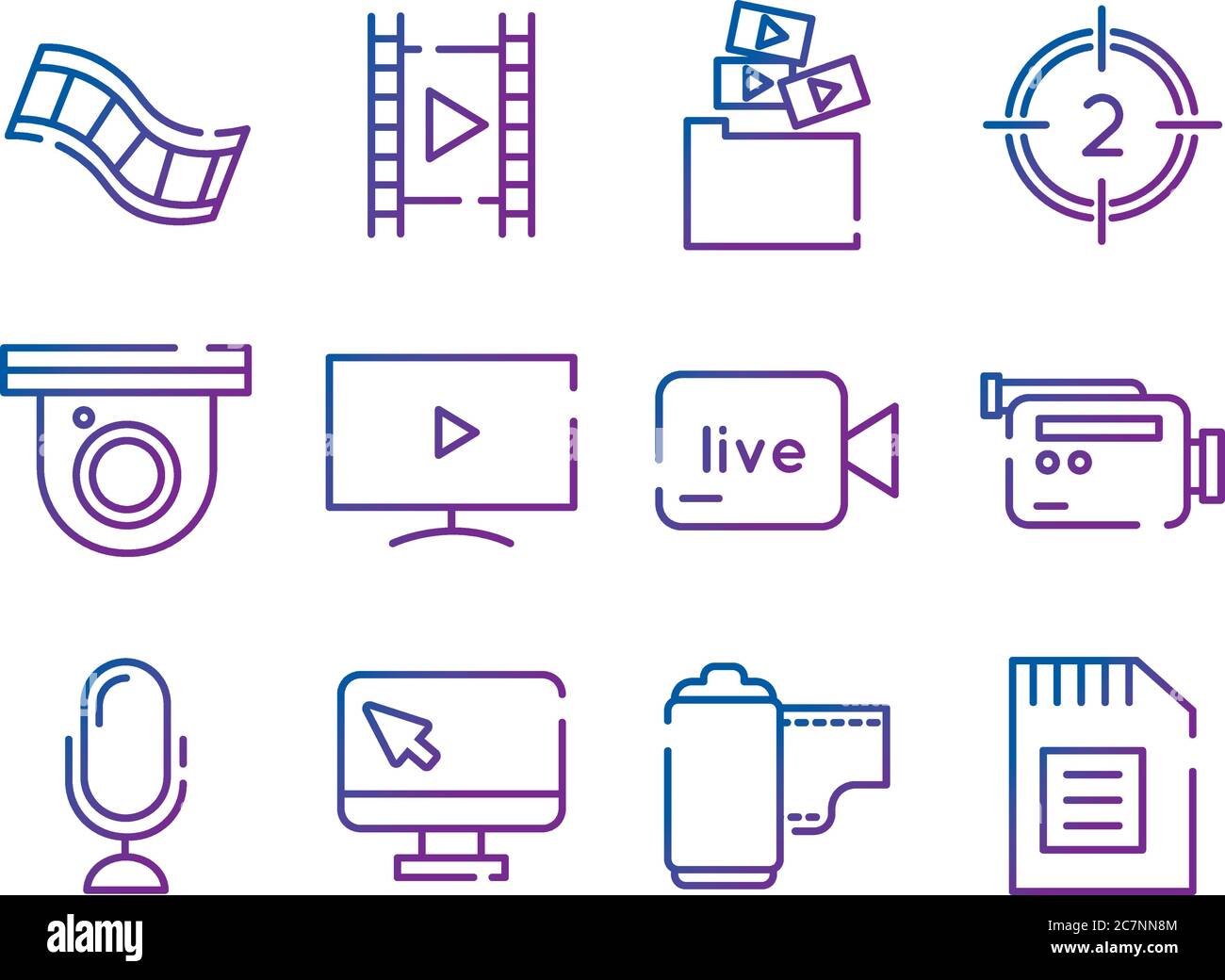 bundle of video content gradient style icon vector illustration design Stock Vector