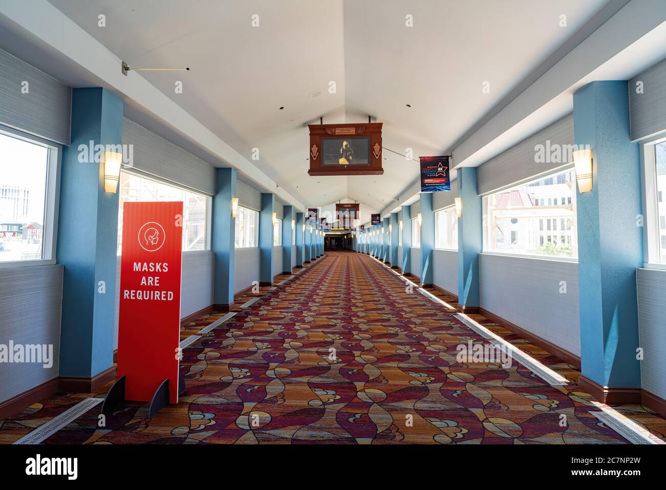 Las Vegas, JUL 17, 2020 - Face mask required sign in the New York New York Casino Stock Photo