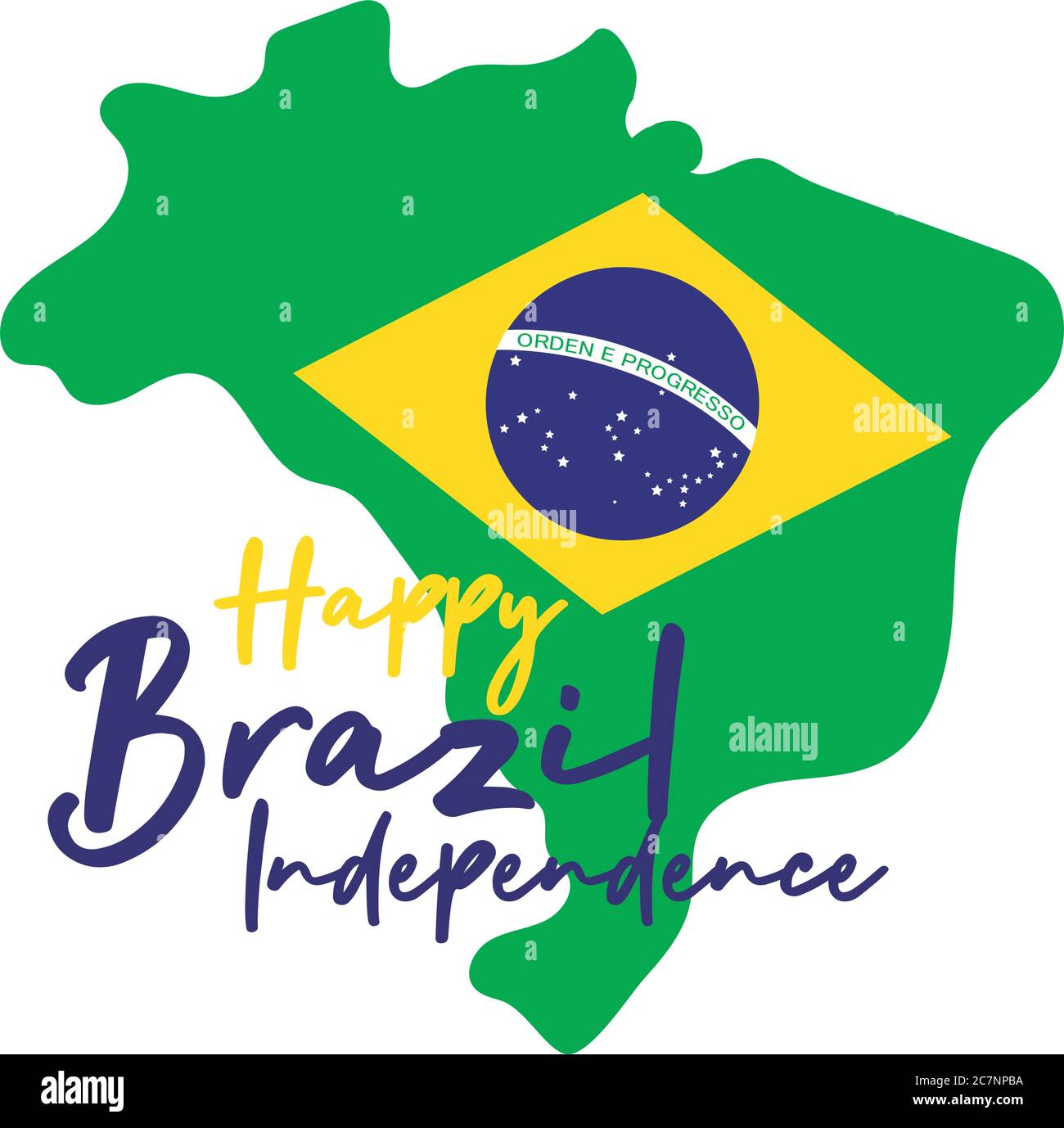 happy independence day brazil card with flag in map flat style vector ...