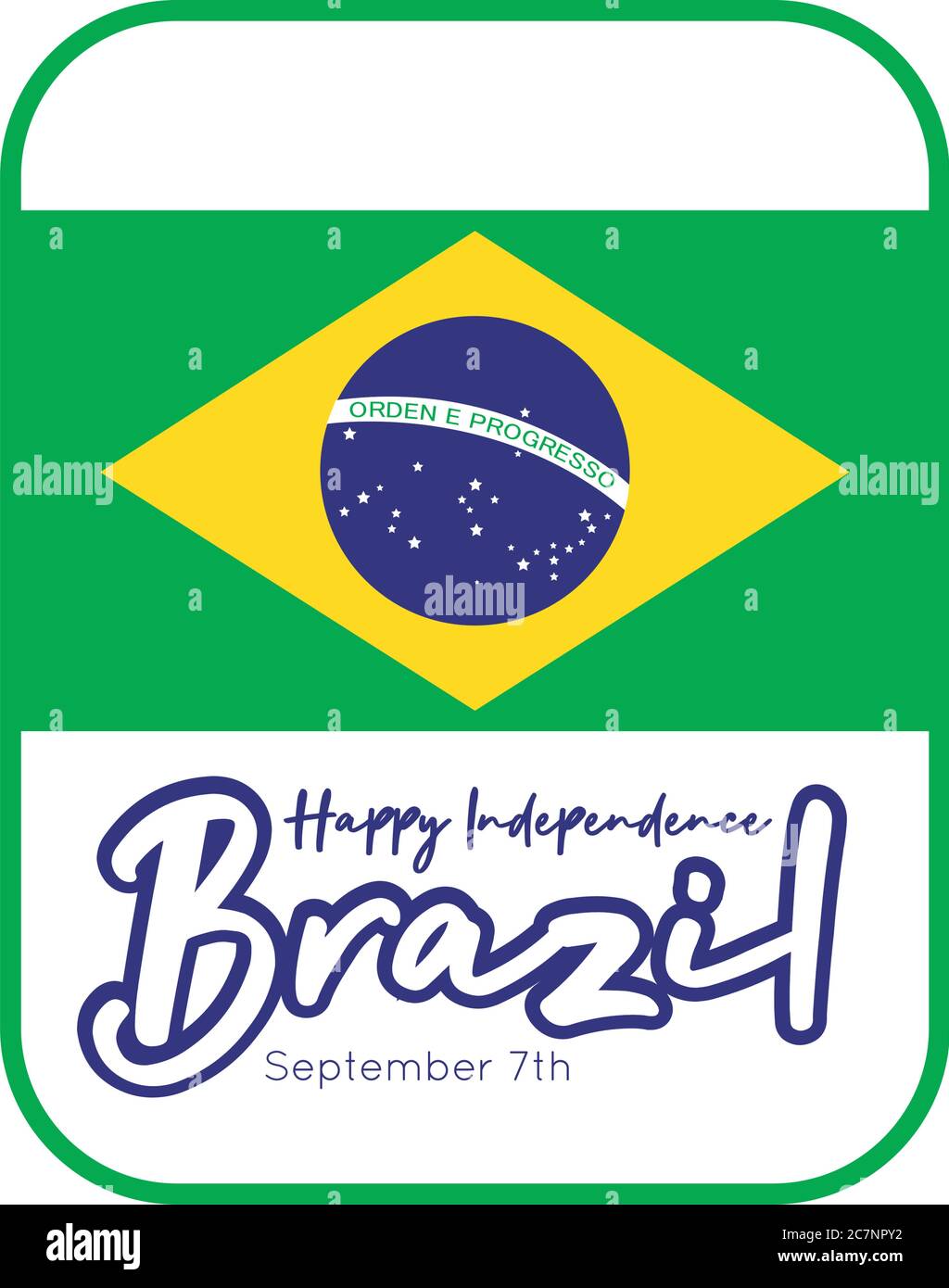 happy independence day brazil card with flag flat style vector ...