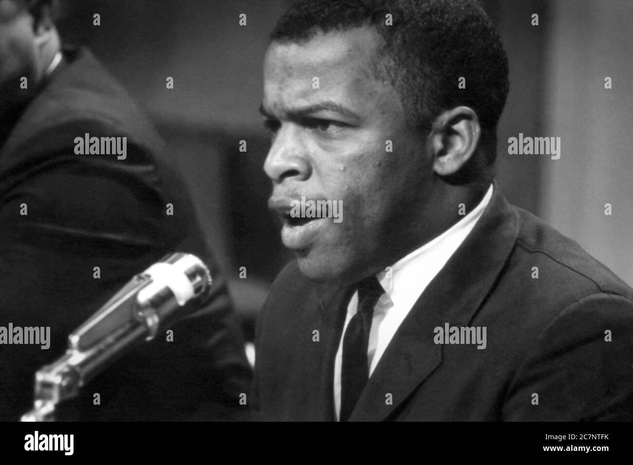 John Lewis (1940-2020), American Civil Rights Movement leader, speaking at a meeting of the American Society of Newspaper Editors at the Statler Hilton Hotel in Washington, D.C. on April 16, 1964. Stock Photo