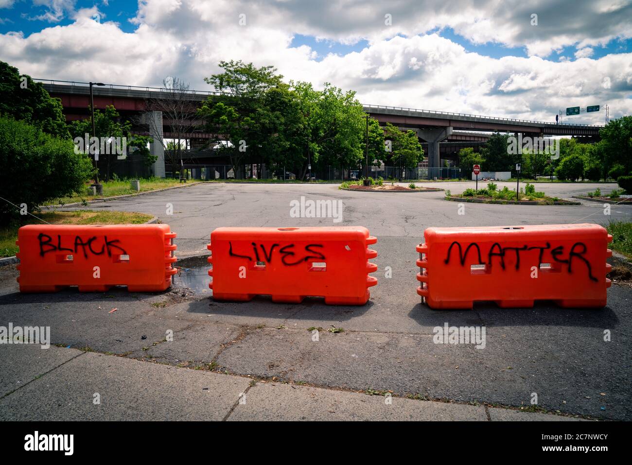 ALBANY, NEW YORK, UNITED STATES - May 31, 2020: Graffiti promoting ...