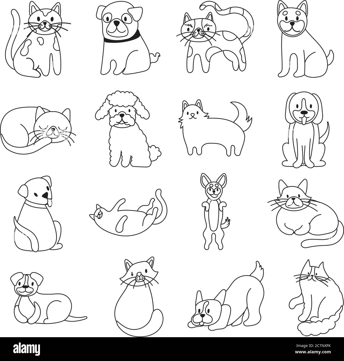bundle of cats and dogs set icons vector illustration design Stock ...