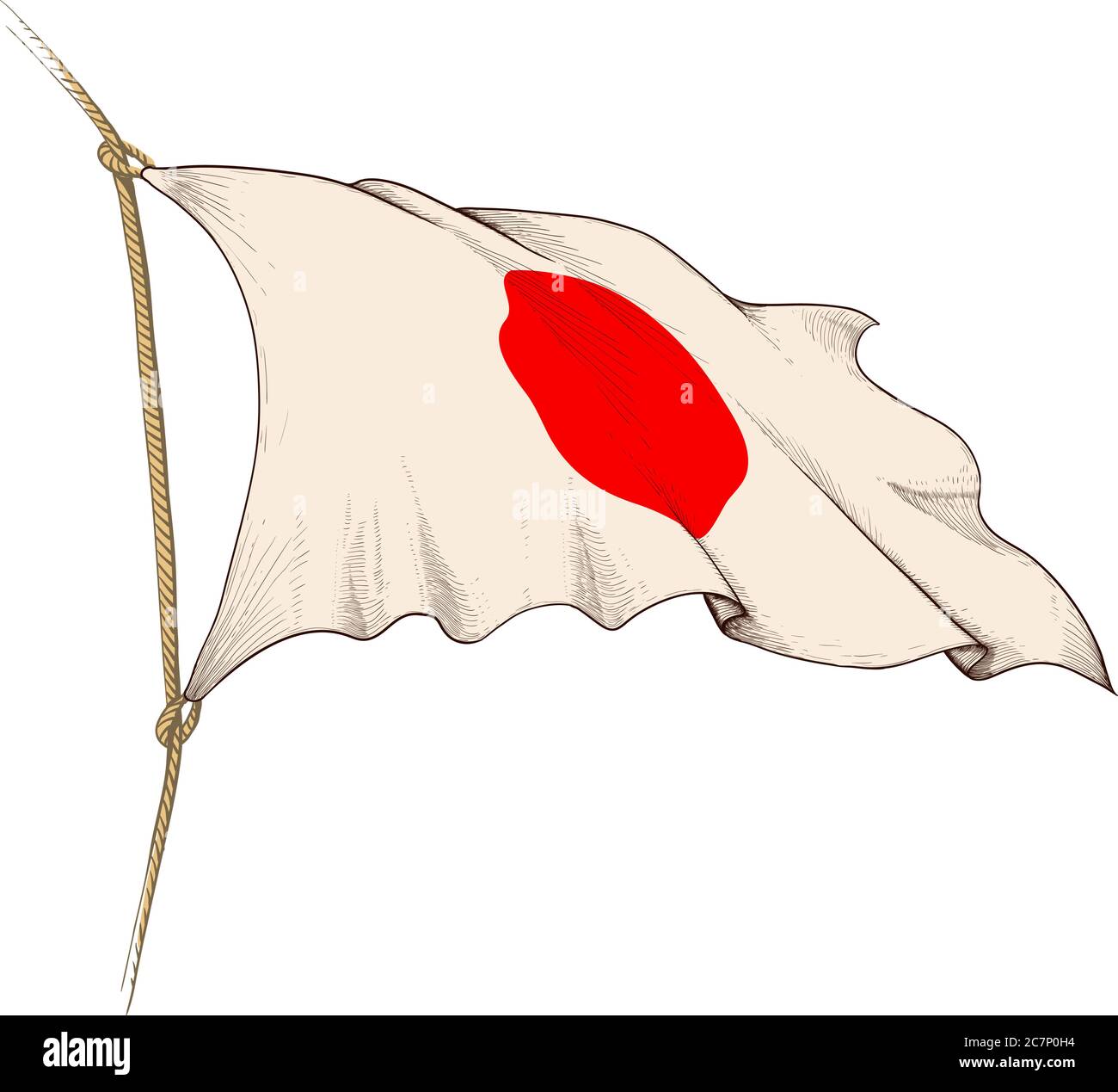 waving flag of japan Stock Vector