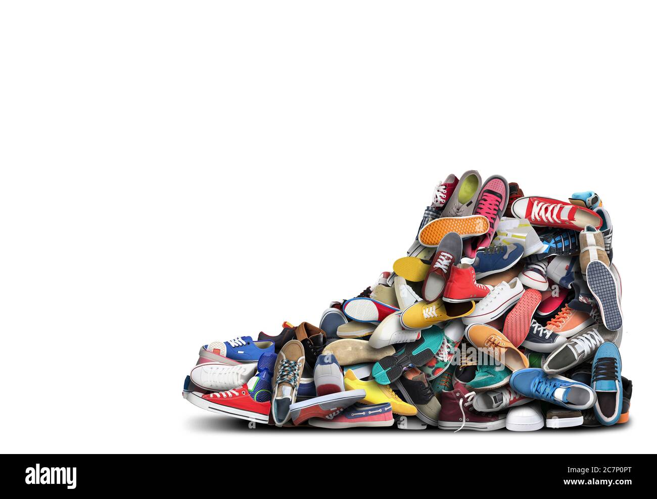 Big sneaker made up of different sneakers Stock Photo Alamy