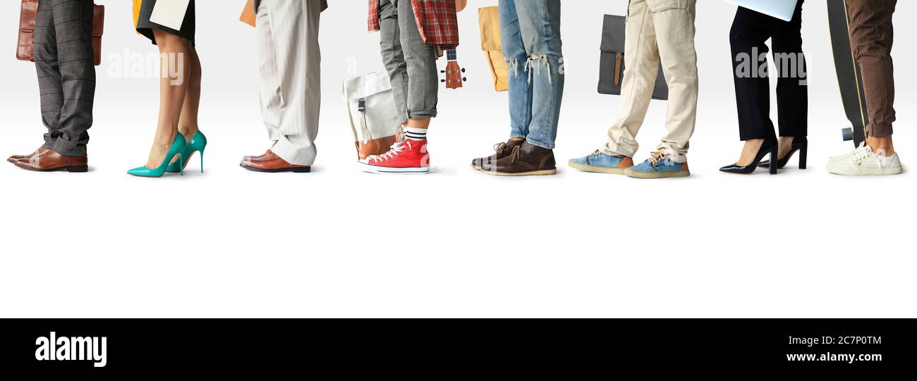 People stand in line, the concept of waiting Stock Photo