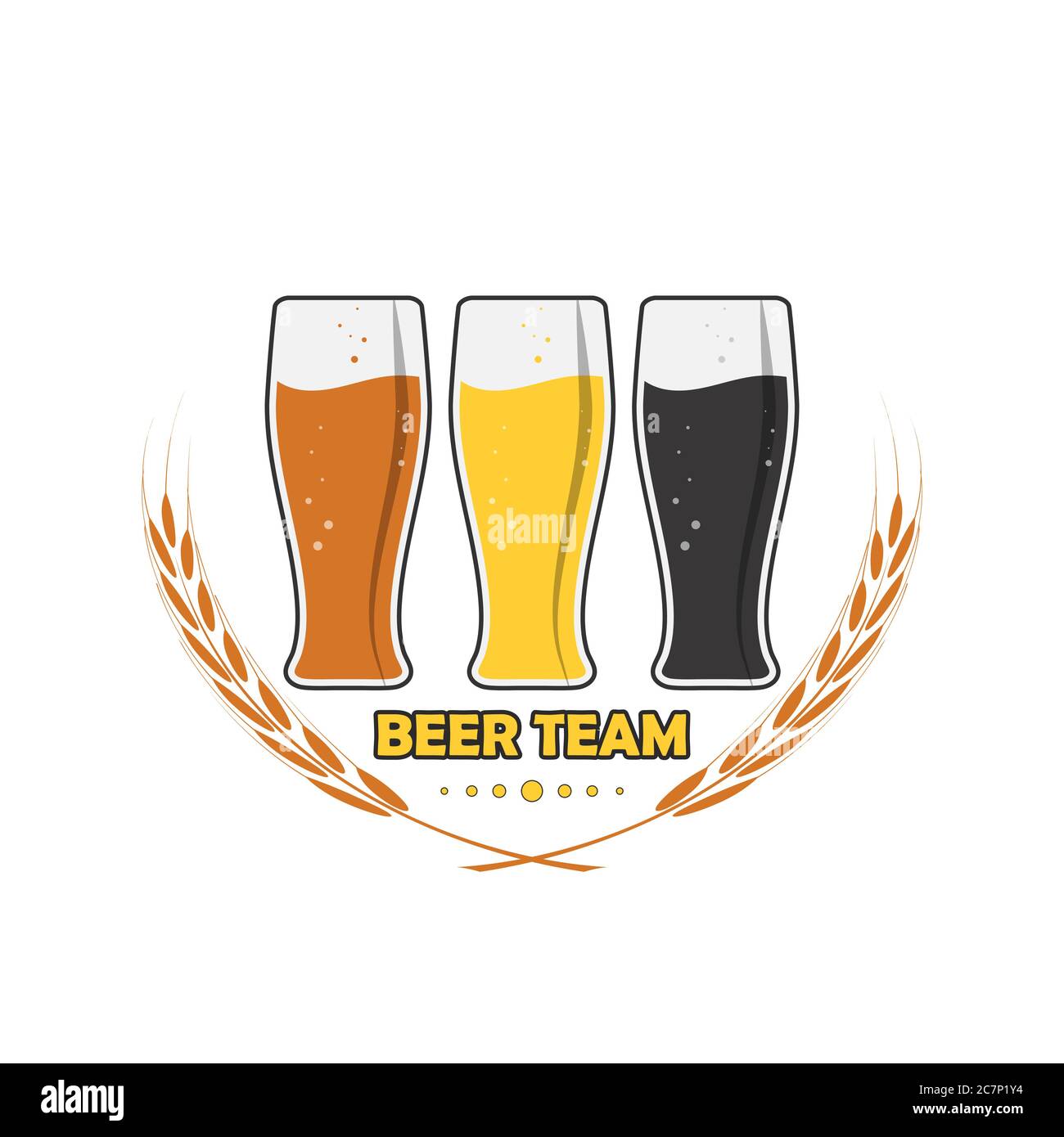 Three beer mugs with the words BEER TEAM and a spike for stickers, banners, logos, stickers and